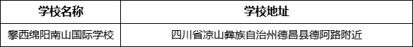涼山州攀西綿陽南山國際學(xué)校地址在哪里？