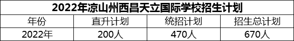 2024年涼山州西昌天立國際學校招生計劃是多少？