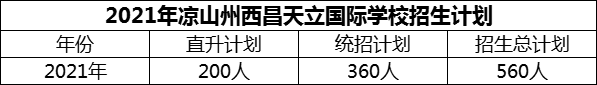 2024年涼山州西昌天立國際學校招生計劃是多少？