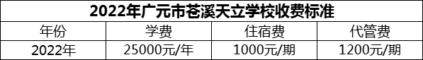2024年廣元市蒼溪天立學校學費多少錢？
