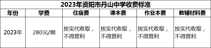 2024年資陽市丹山中學(xué)學(xué)費(fèi)多少錢？