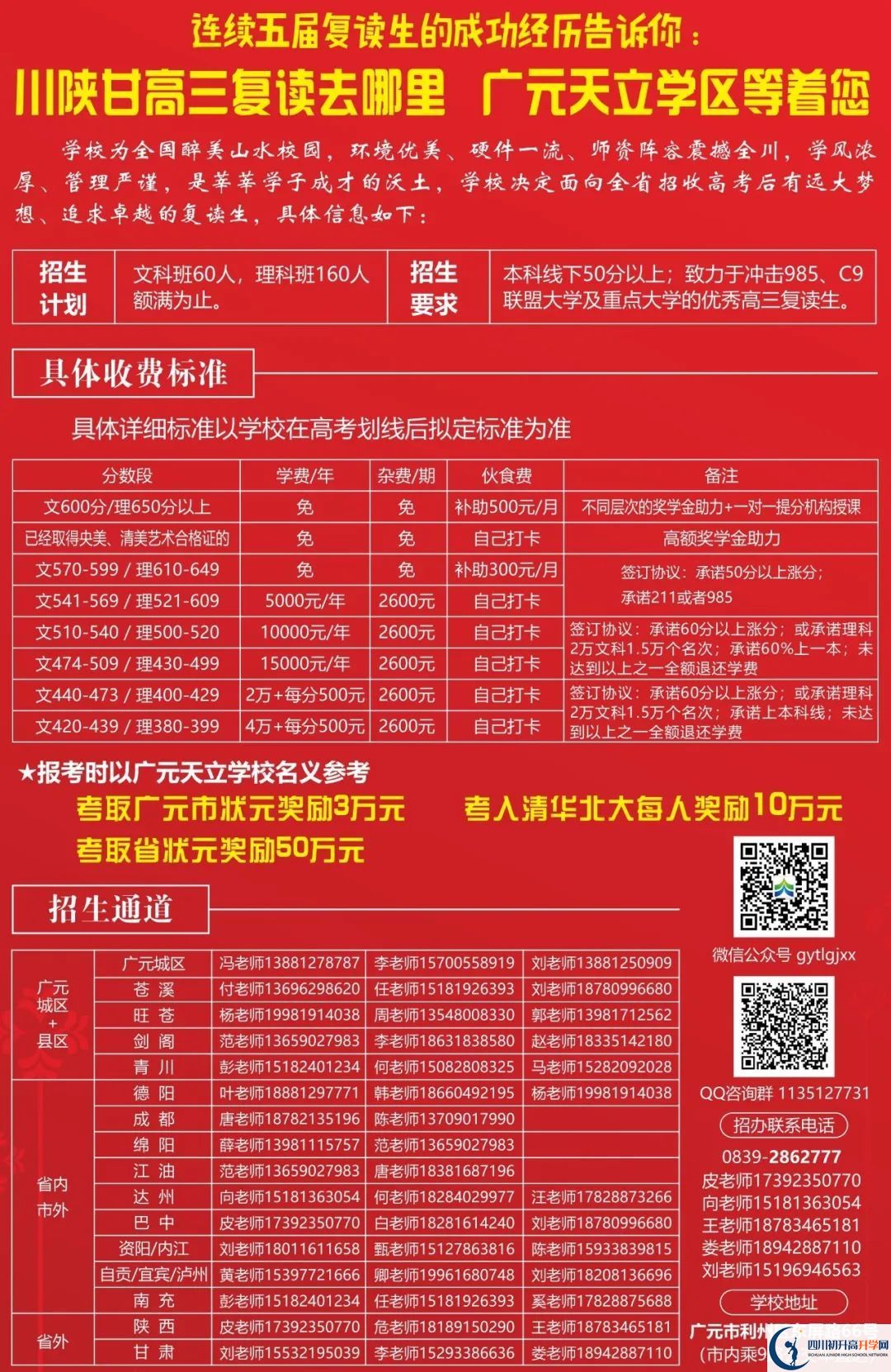 2022年廣元市廣元天立國際學(xué)校高三復(fù)讀收費標(biāo)準(zhǔn)